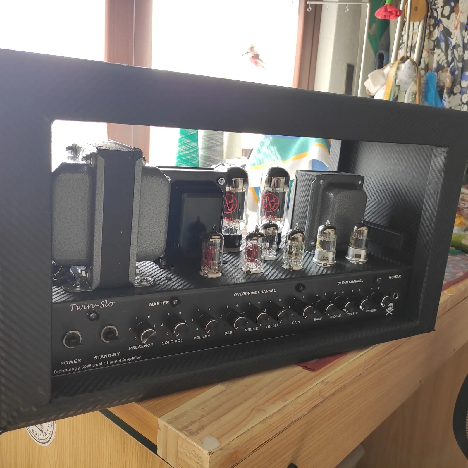 Vista frontale della testata Twin-Slo da 50 watt